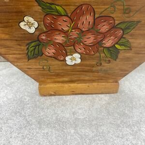 Vintage Hand Painted Strawberries Woodcroftery Napkin Holder Strawberry Motif